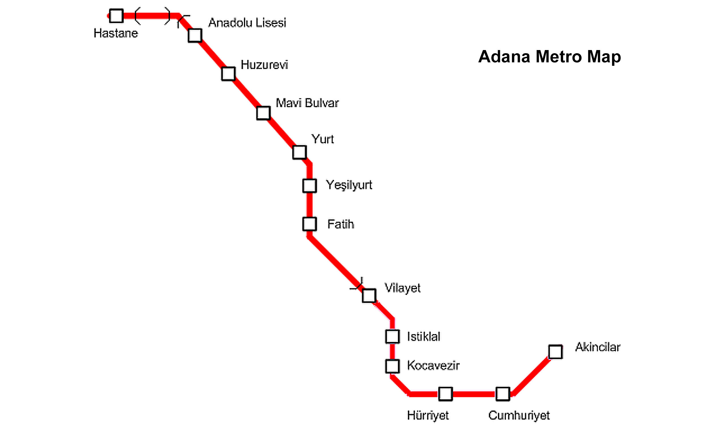 Adana Metro Line 1 Route Map 2024 Stations Metro Lines YoMetro