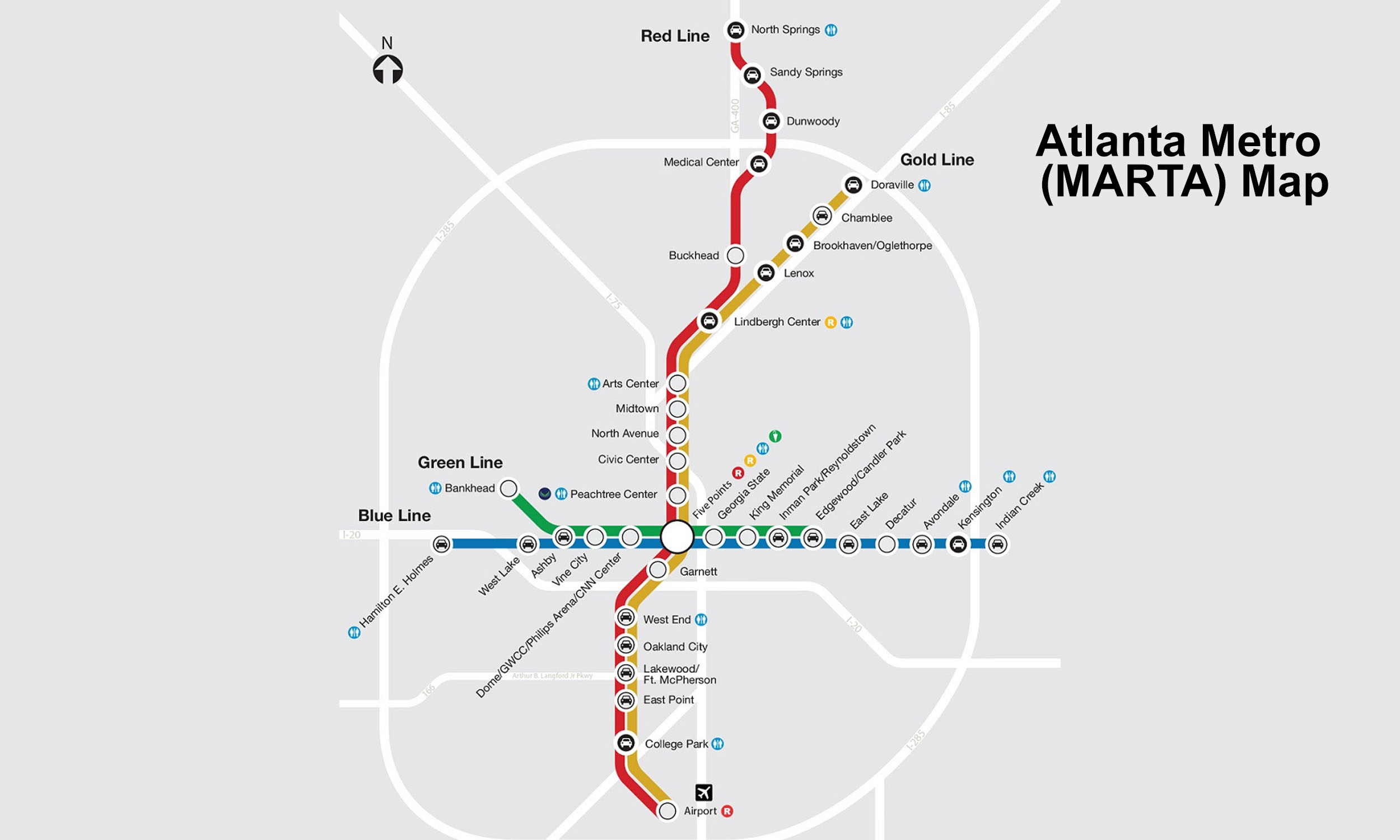 Atlanta Metro MARTA Blue Line Route Map 2024 Stations Metro Lines 
