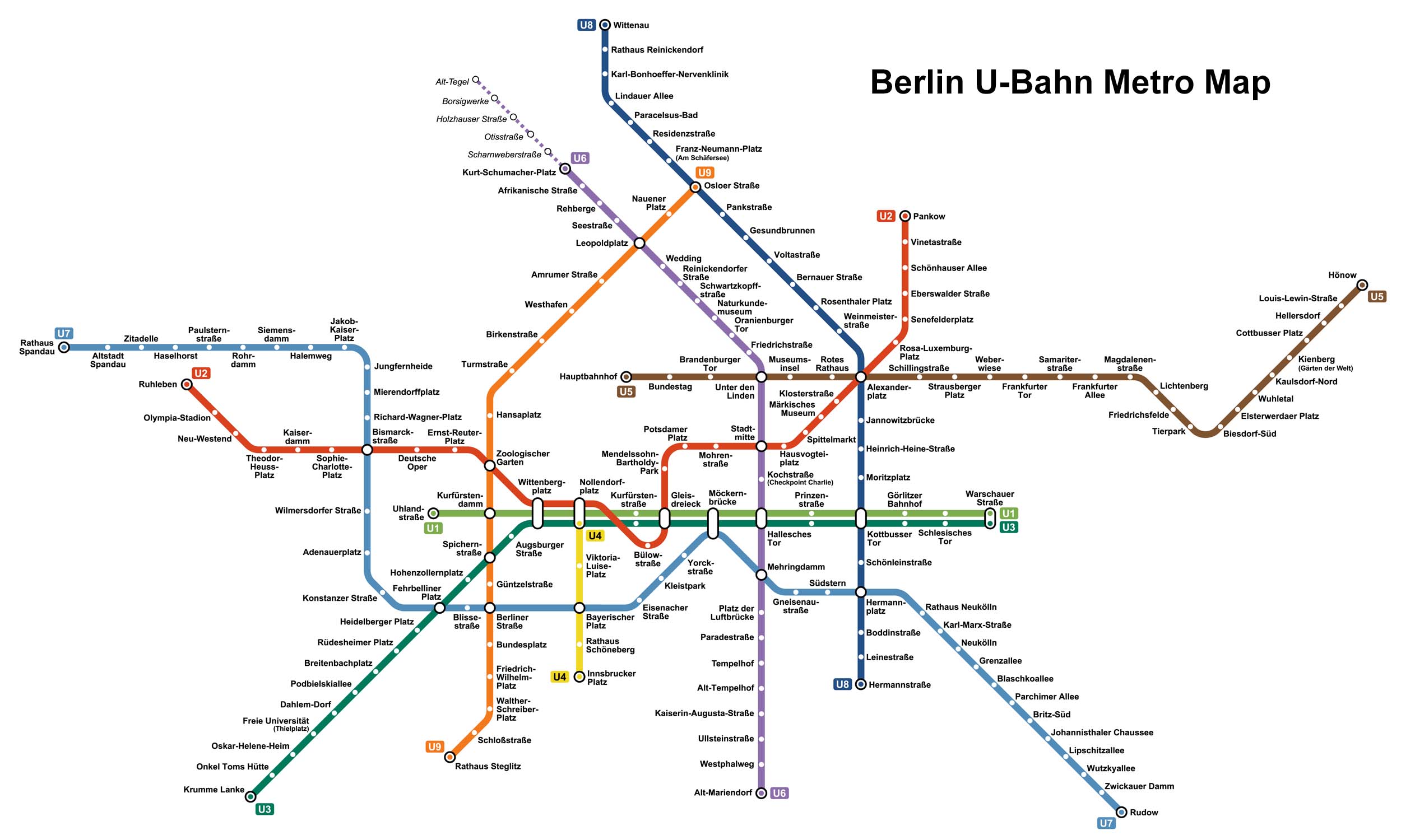 Berlin U-Bahn Metro U9 Line Route Map 2024, Stations & Metro Lines ...