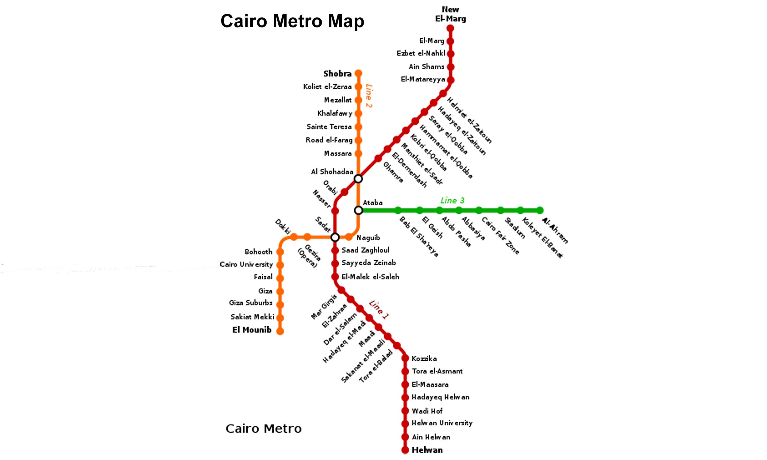 Cairo Metro Route Map 2024, Metro Lines, Stations - YoMetro