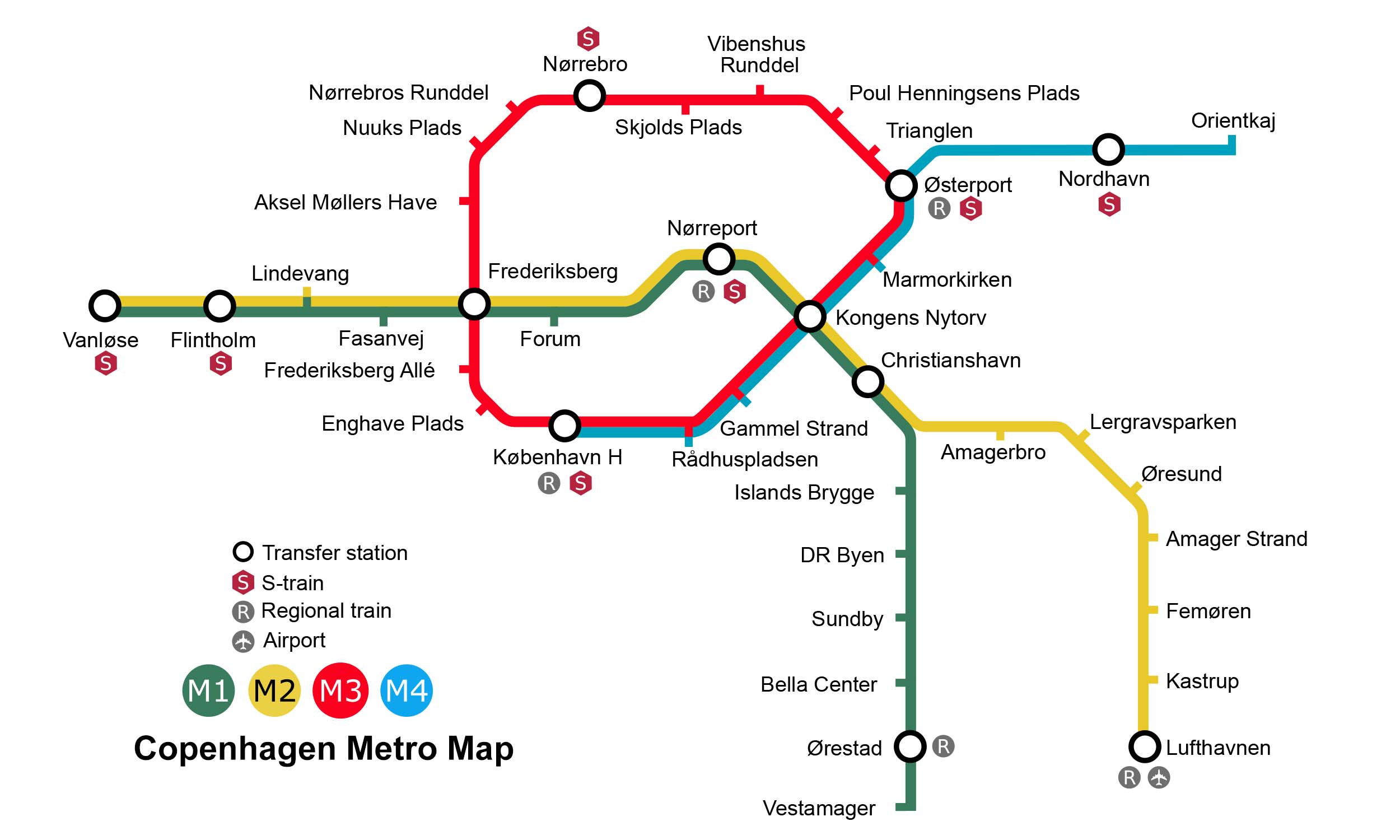 Copenhagen Metro M1 Line Route Map 2025 Stations Metro Lines YoMetro