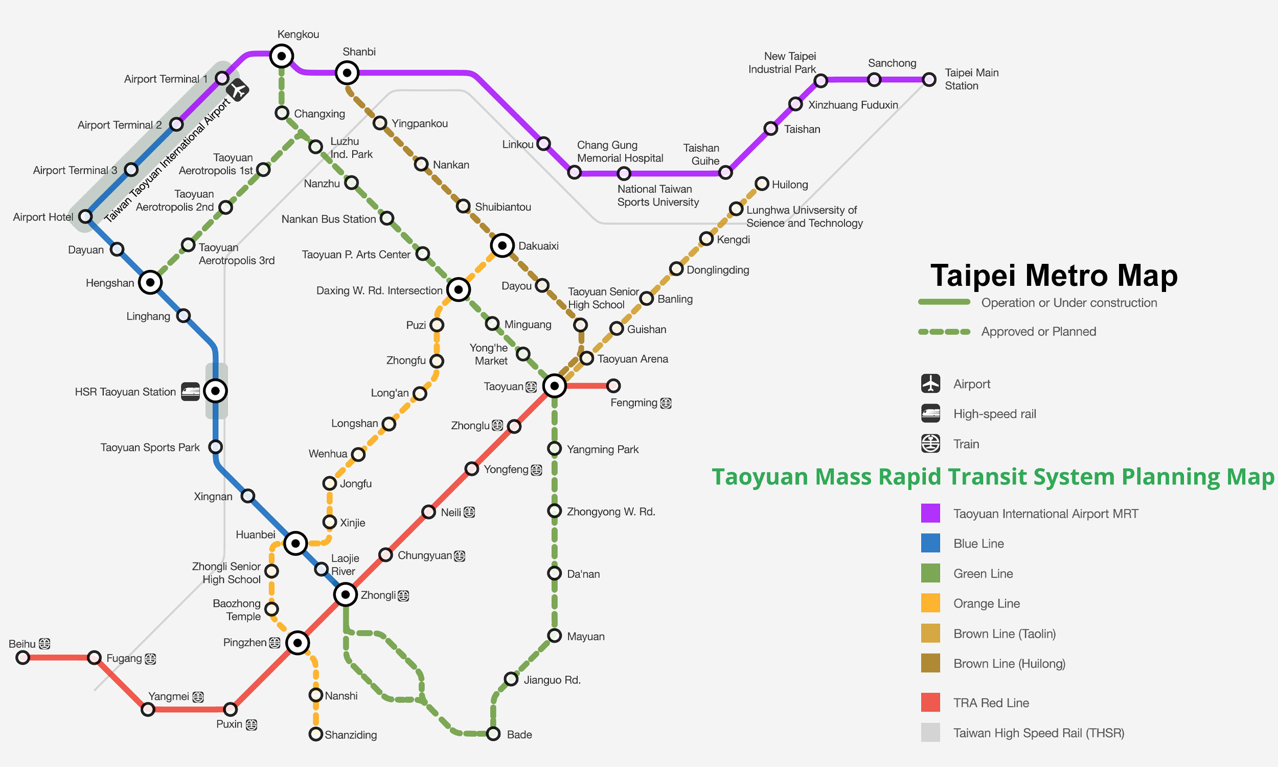 Taoyuan Metro Taoyuan Airport MRT Route Map 2025, Stations & Metro ...